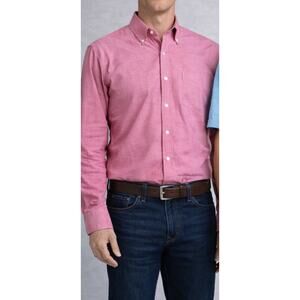 Tattersall London Dress Shirt Button Down Mens 17.5 Pink Oxford